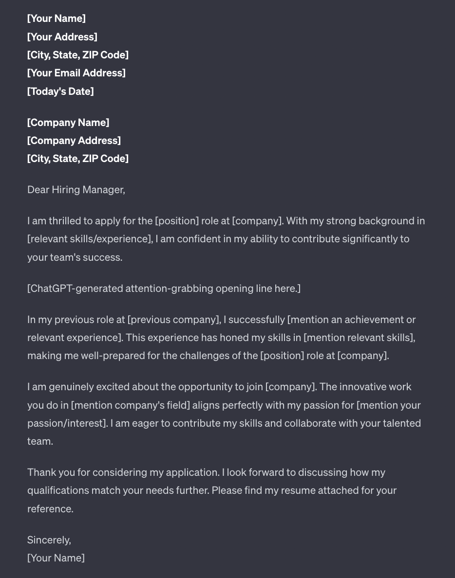 Cover Letter Example