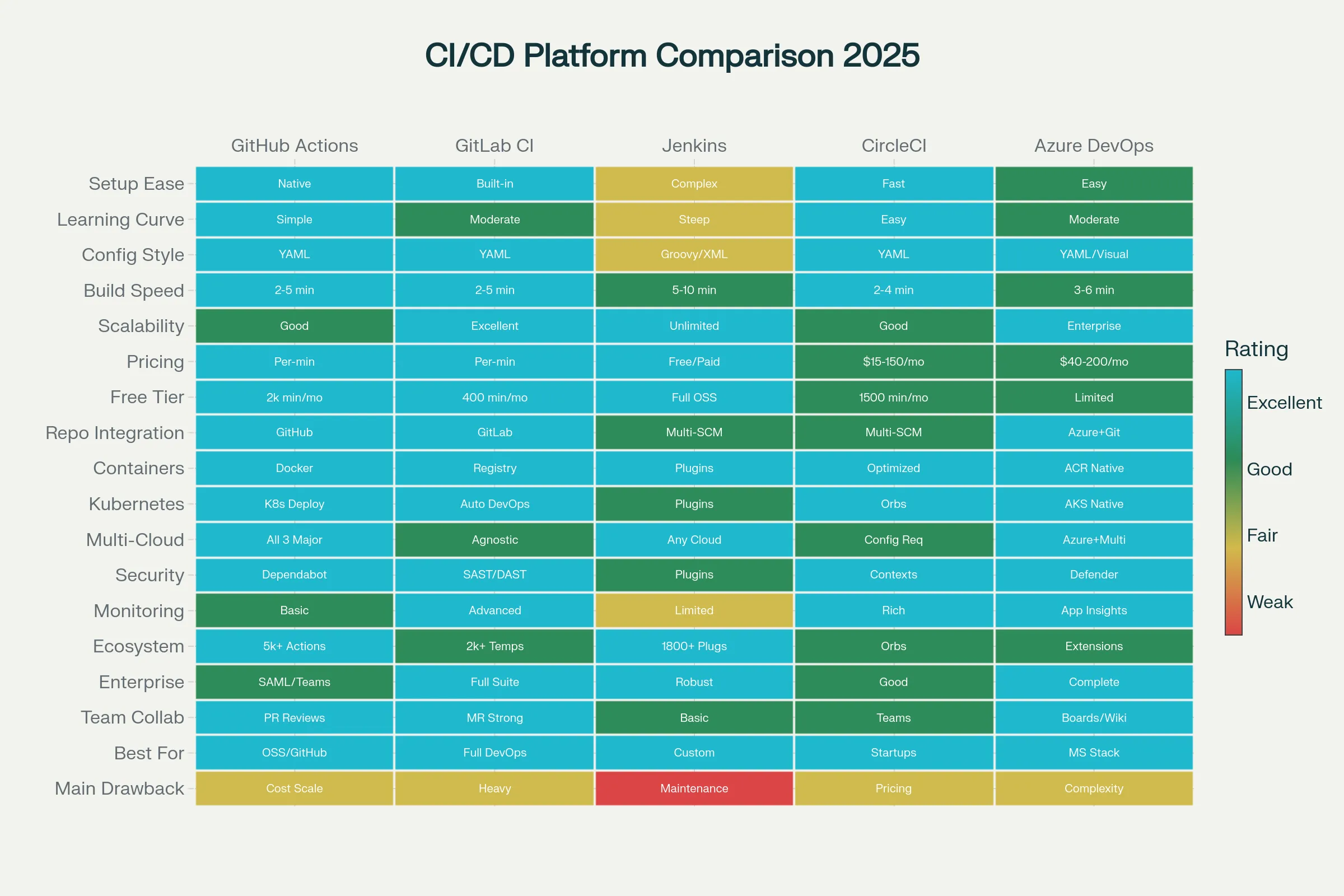 CI/CD Platforms Comparison Matrix 2025